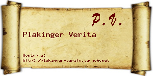 Plakinger Verita névjegykártya